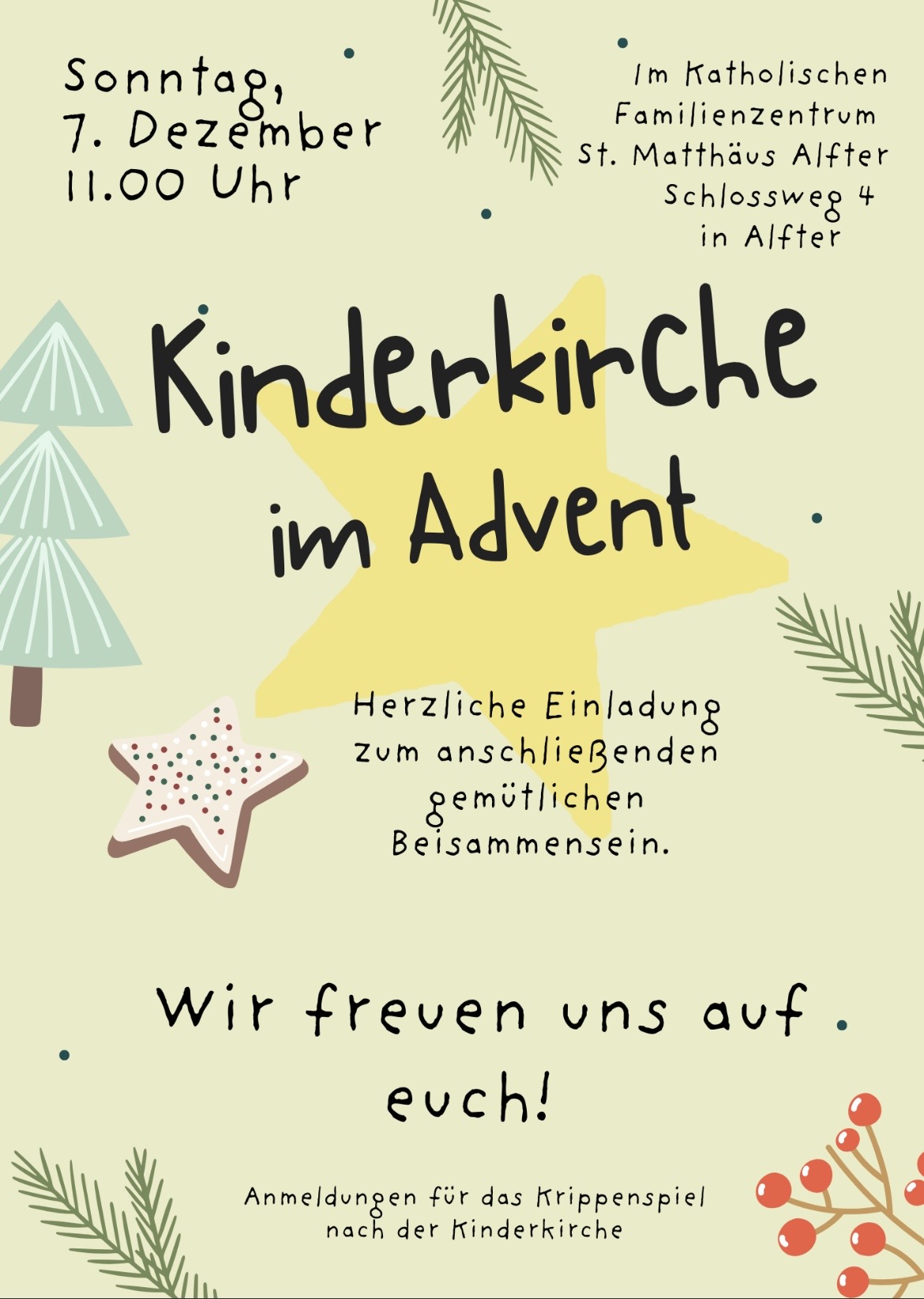 Einladungsplakat Kinderkirche im Advent 2025